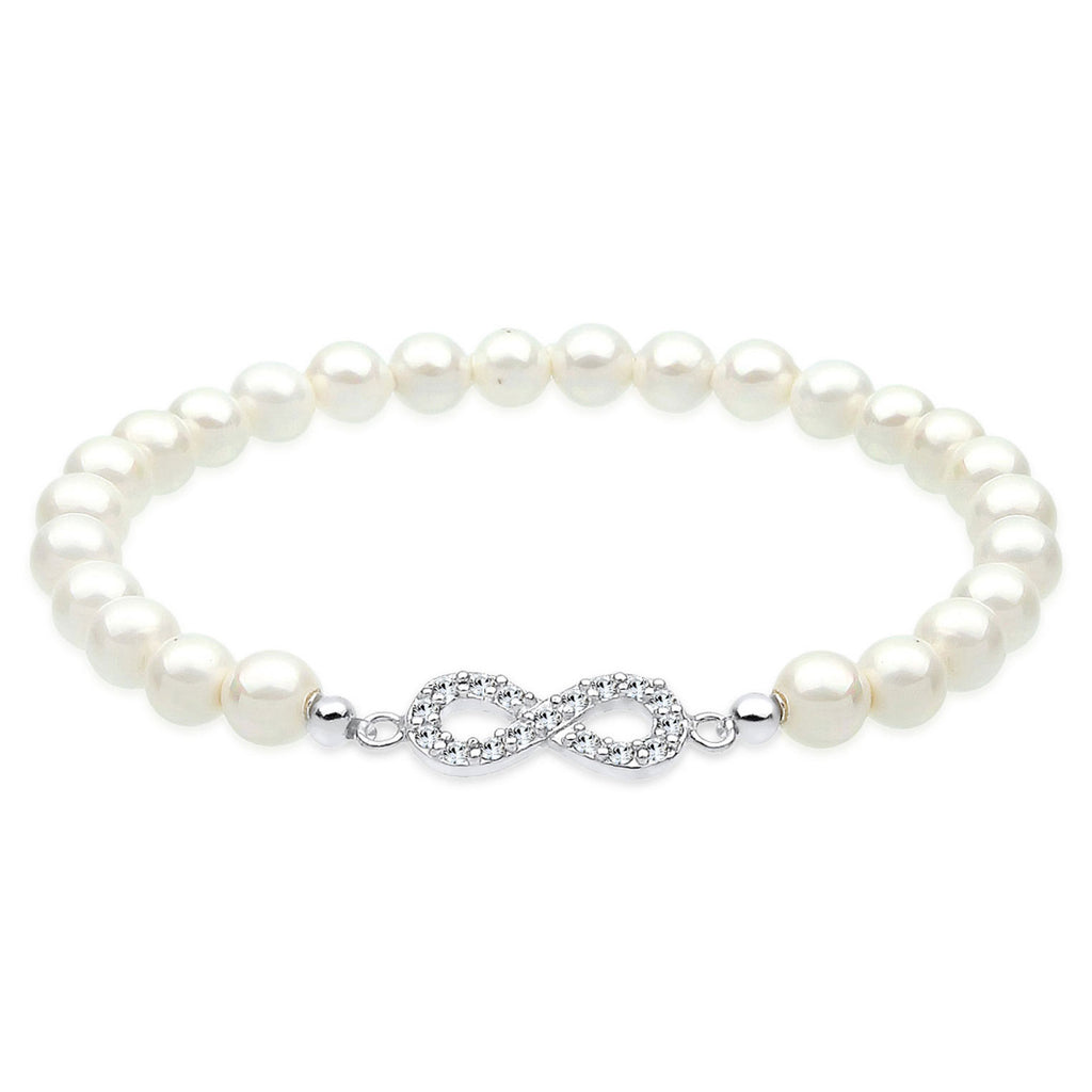 White Gelang Perhiasan Perak 925 Wanita Infinity Bead Crystals