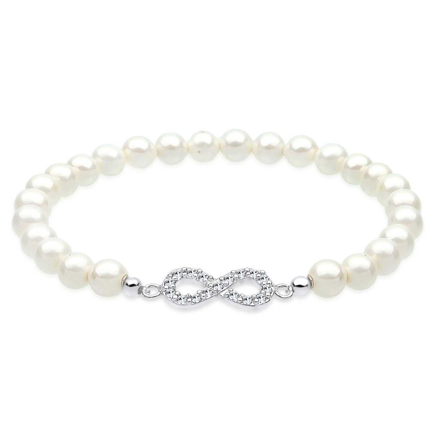 White Gelang Perhiasan Perak 925 Wanita Infinity Bead Crystals