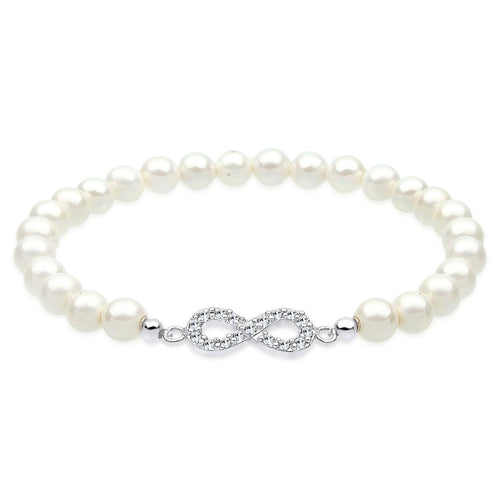 White Gelang Perhiasan Perak 925 Wanita Infinity Bead Crystals