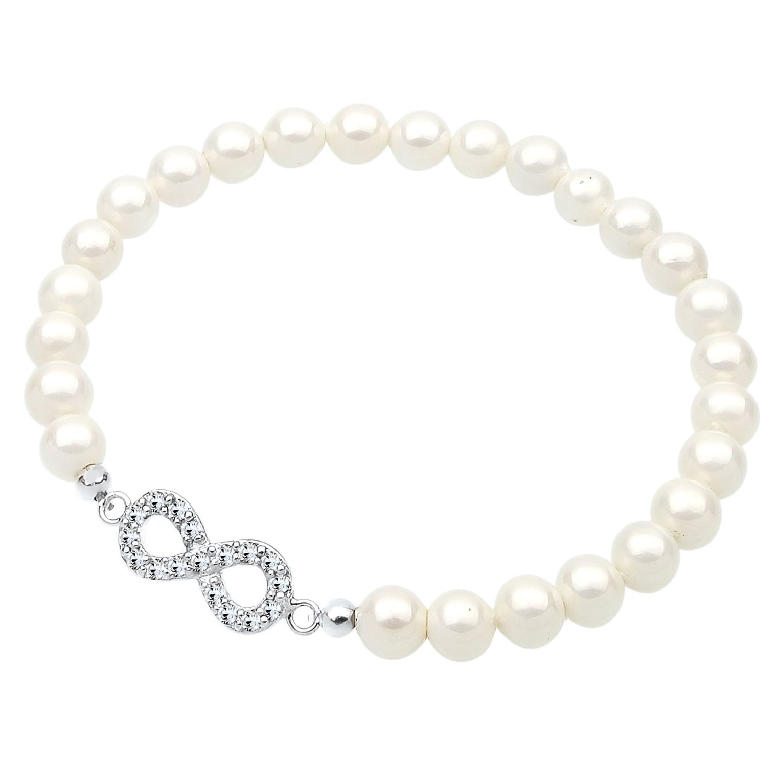 White Gelang Perhiasan Perak 925 Wanita Infinity Bead Crystals