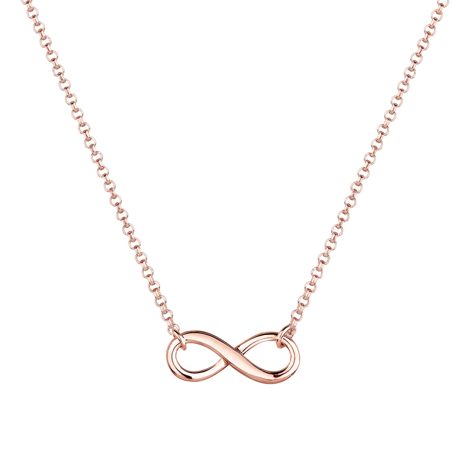 Rosegold Perhiasan Wanita Perak Asli - Silver Kalung  Infinity Symbol Eternity Lapis Rosegold