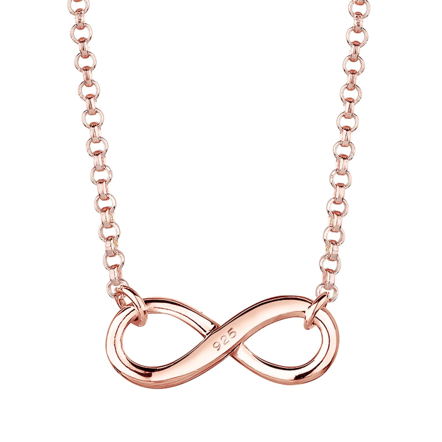 Rosegold Perhiasan Wanita Perak Asli - Silver Kalung  Infinity Symbol Eternity Lapis Rosegold