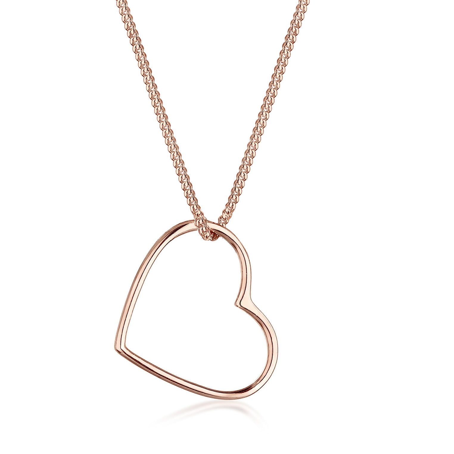 Rosegold Perhiasan Wanita Perak Asli - Silver Kalung Basic Heart Rosegold Plated