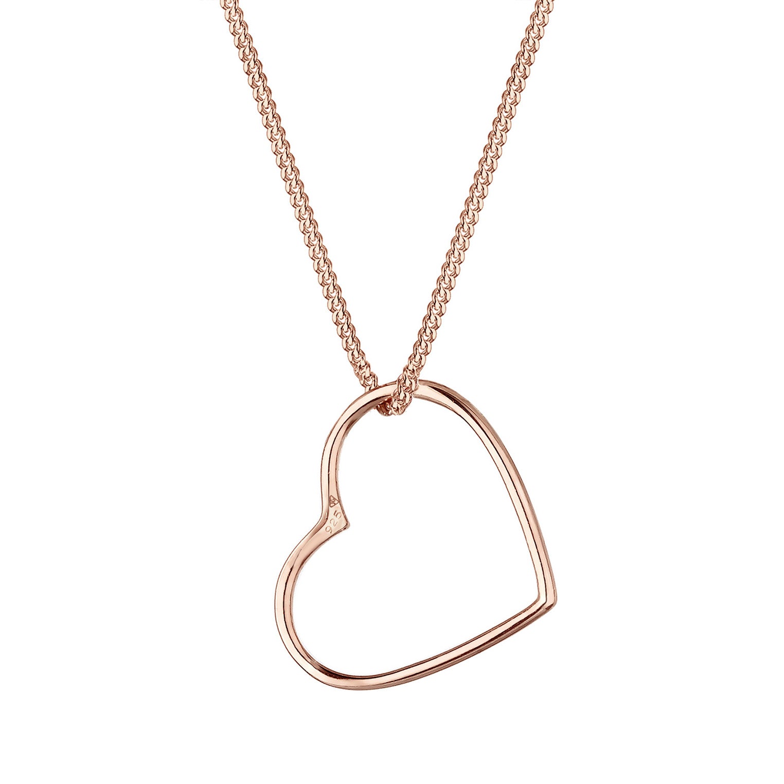 Rosegold Perhiasan Wanita Perak Asli - Silver Kalung Basic Heart Rosegold Plated
