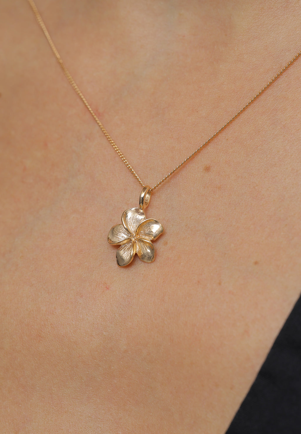 Rosegold Perhiasan Wanita Perak Asli - Silver Kalung Flower Frangipani Lapis Rosegold