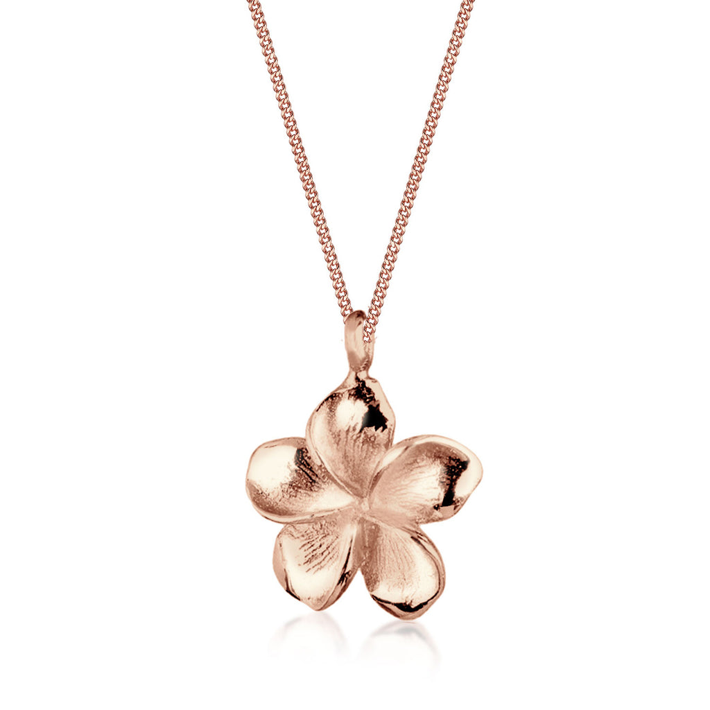 Rosegold Perhiasan Wanita Perak Asli - Silver Kalung Flower Frangipani Lapis Rosegold