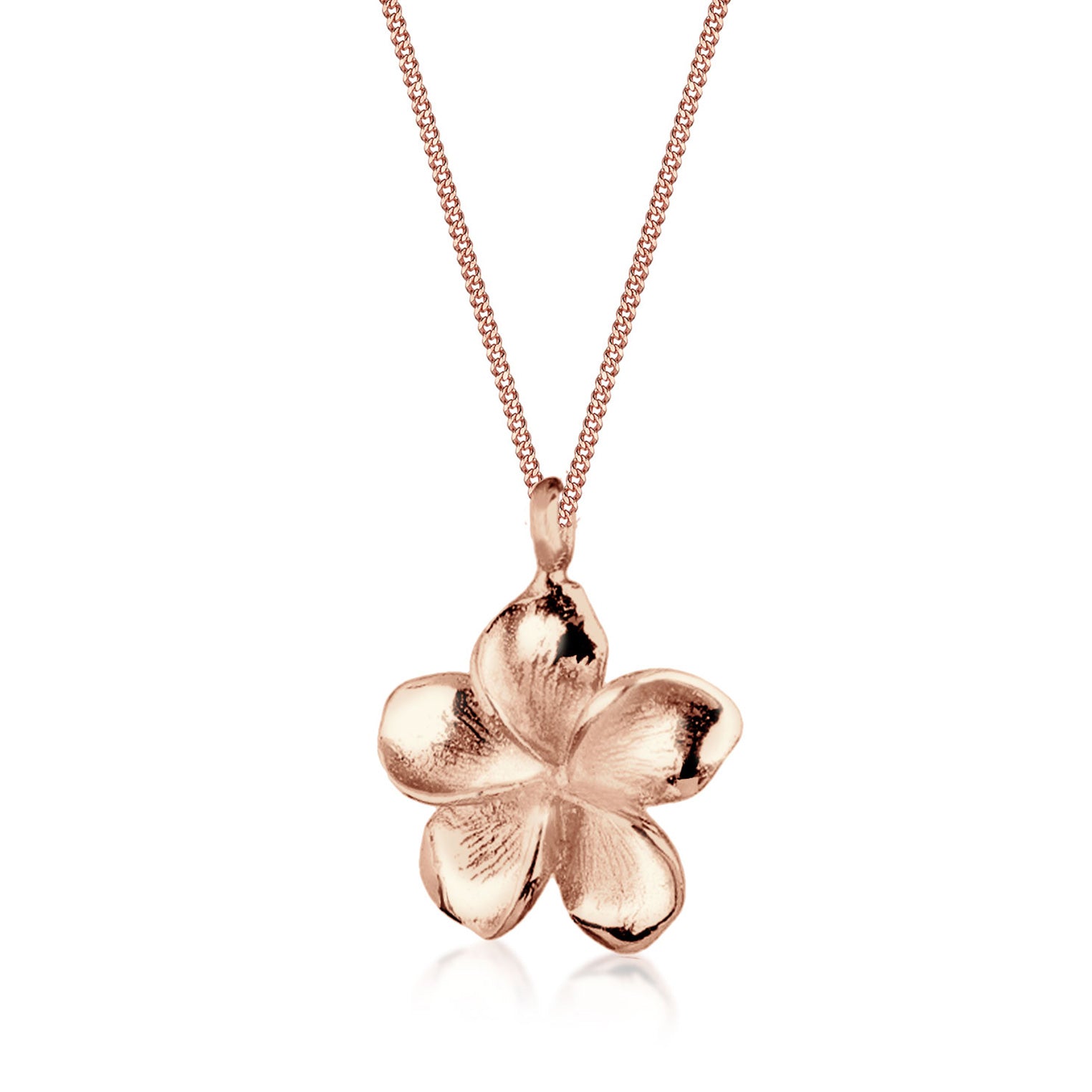 Rosegold Perhiasan Wanita Perak Asli - Silver Kalung Flower Frangipani Lapis Rosegold