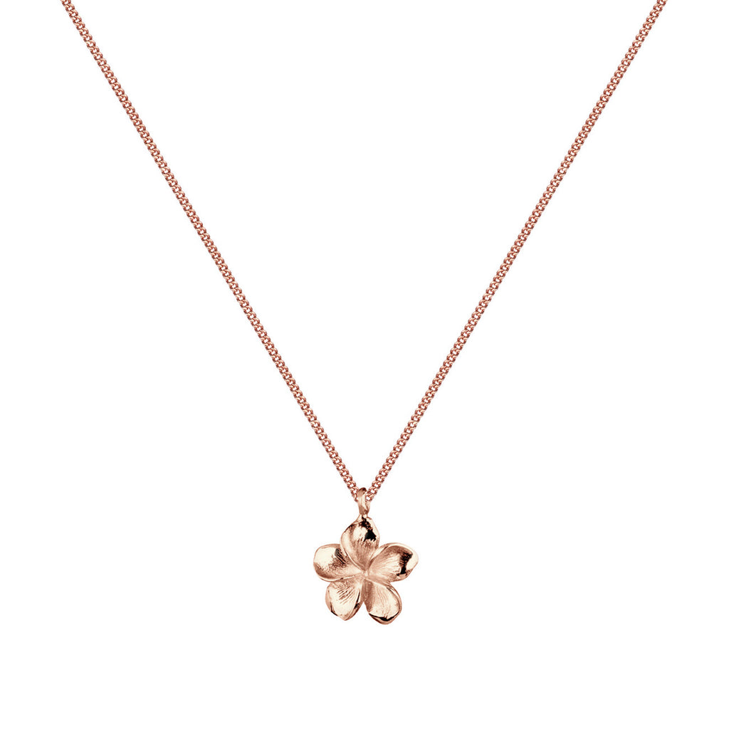 Rosegold Perhiasan Wanita Perak Asli - Silver Kalung Flower Frangipani Lapis Rosegold