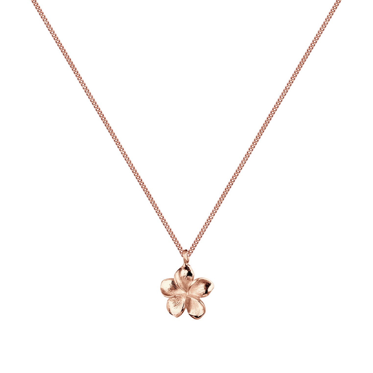Rosegold Perhiasan Wanita Perak Asli - Silver Kalung Flower Frangipani Lapis Rosegold