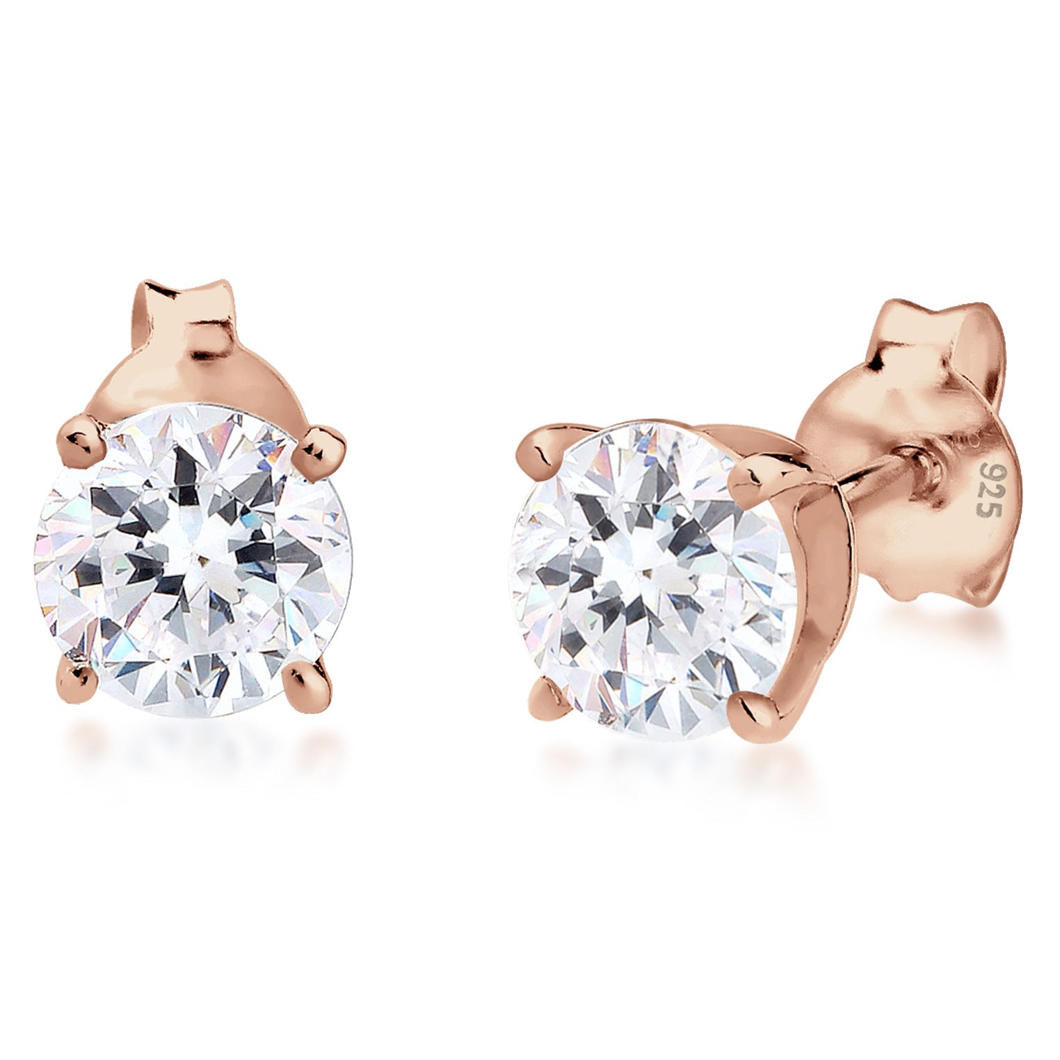 Rosegold Perhiasan Wanita Perak Asli - Silver Anting Classic Crystal Rosegold Plated