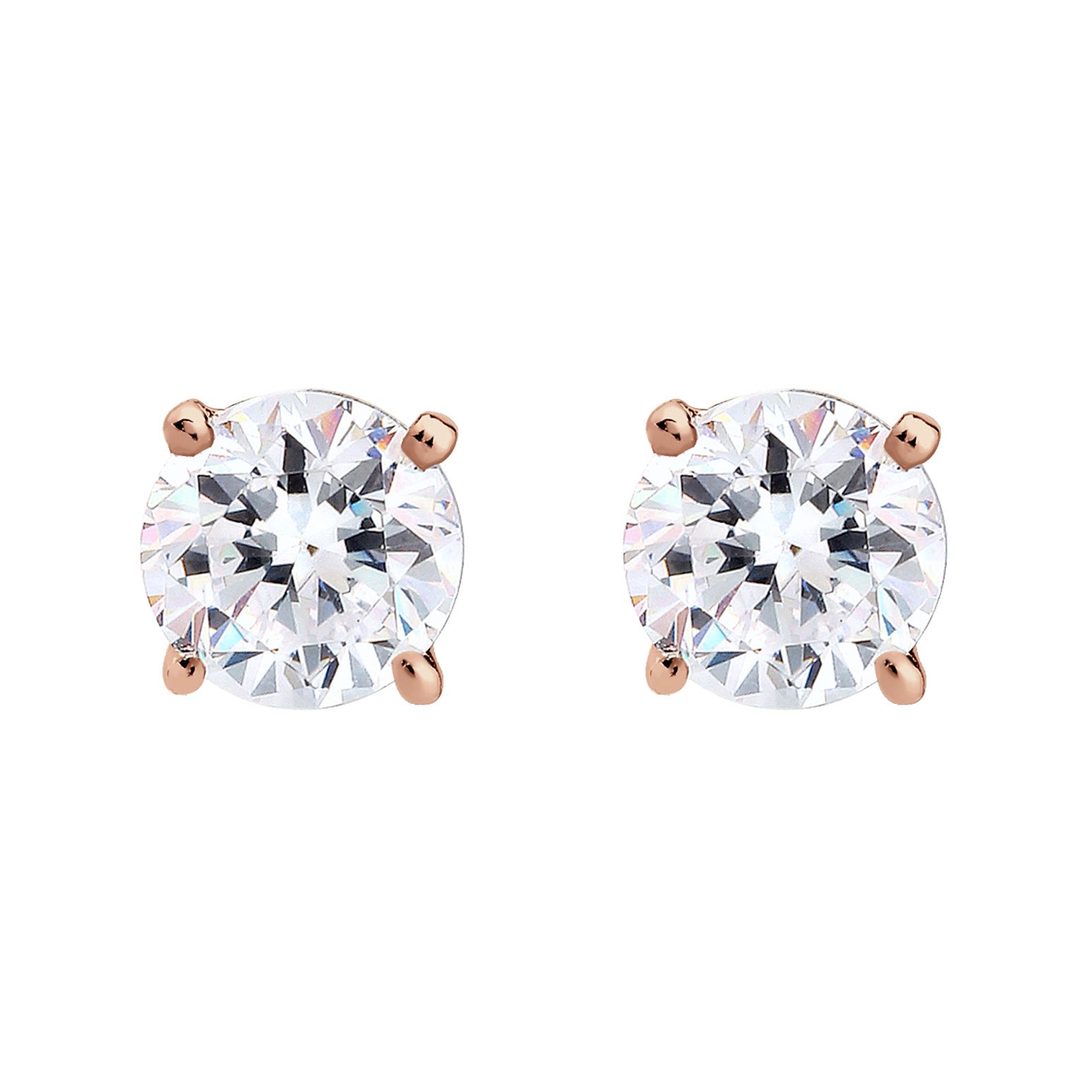 Rosegold Perhiasan Wanita Perak Asli - Silver Anting Classic Crystal Rosegold Plated