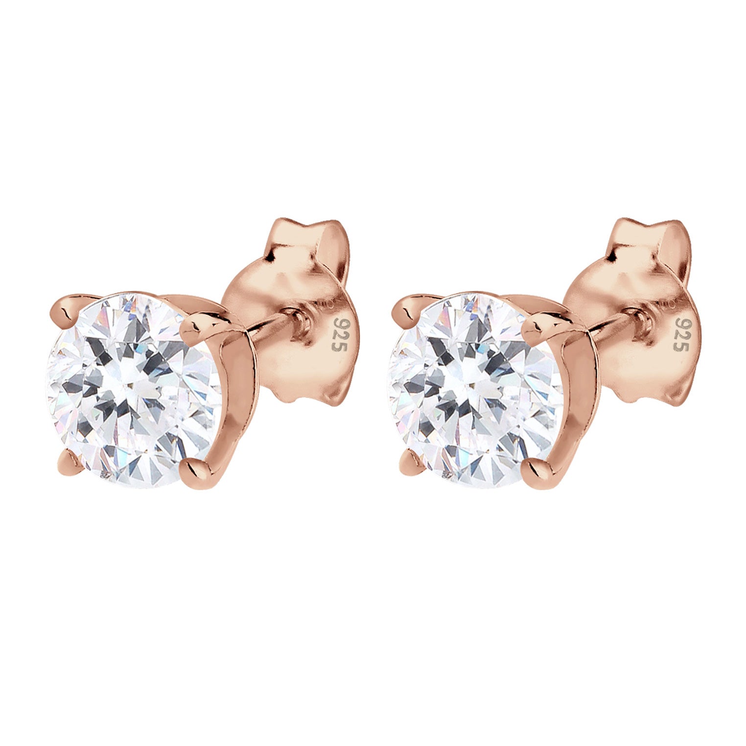 Rosegold Perhiasan Wanita Perak Asli - Silver Anting Classic Crystal Rosegold Plated