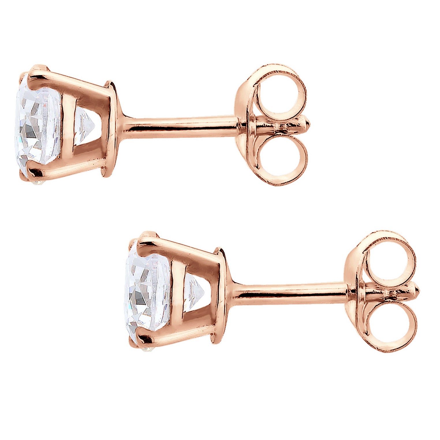 Rosegold Perhiasan Wanita Perak Asli - Silver Anting Classic Crystal Rosegold Plated