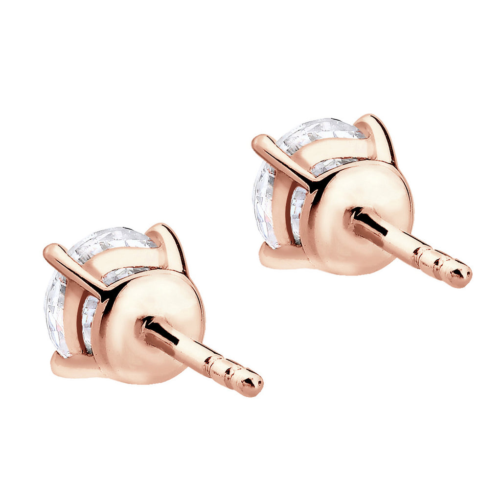 Rosegold Perhiasan Wanita Perak Asli - Silver Anting Classic Crystal Rosegold Plated