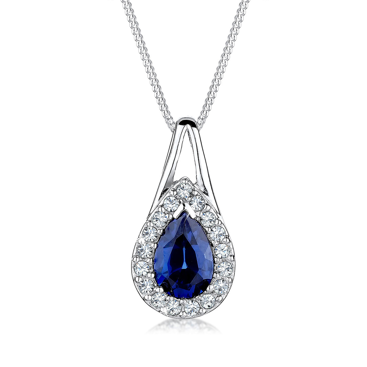 Necklace Vintage Classic Blue Crystals 925 Sterling Silver