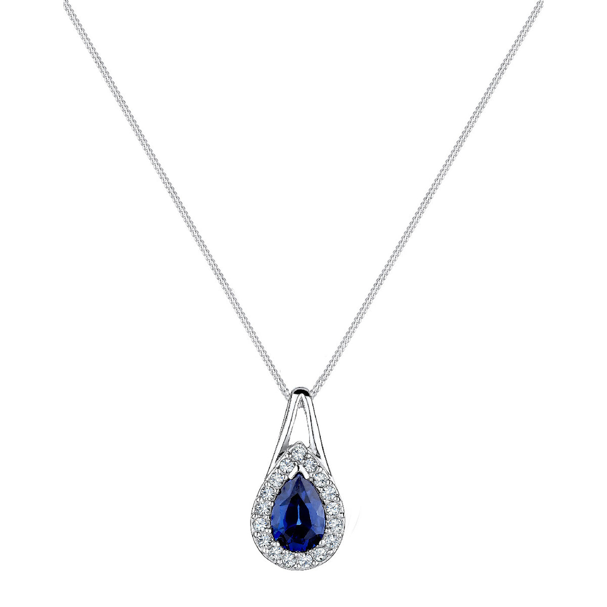 Necklace Vintage Classic Blue Crystals 925 Sterling Silver