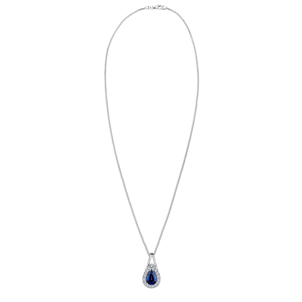 Necklace Vintage Classic Blue Crystals 925 Sterling Silver