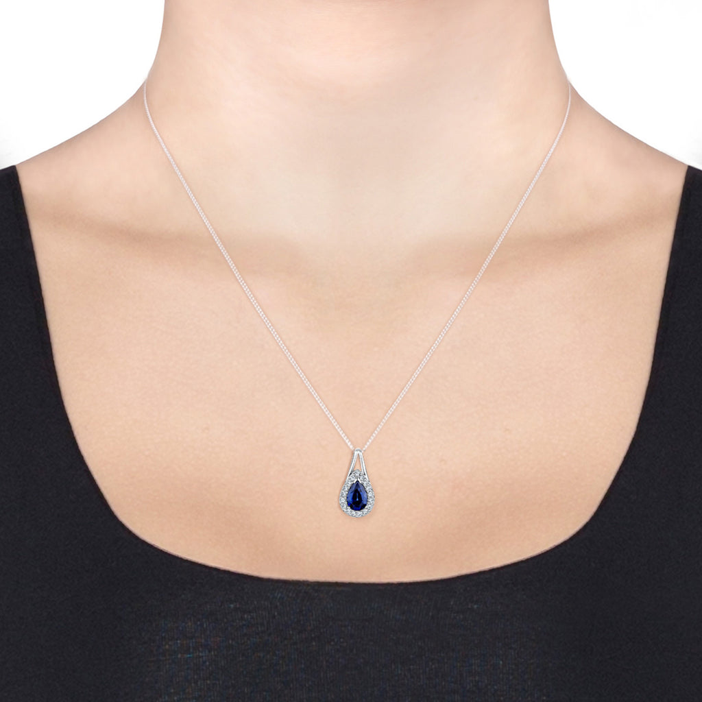 Necklace Vintage Classic Blue Crystals 925 Sterling Silver