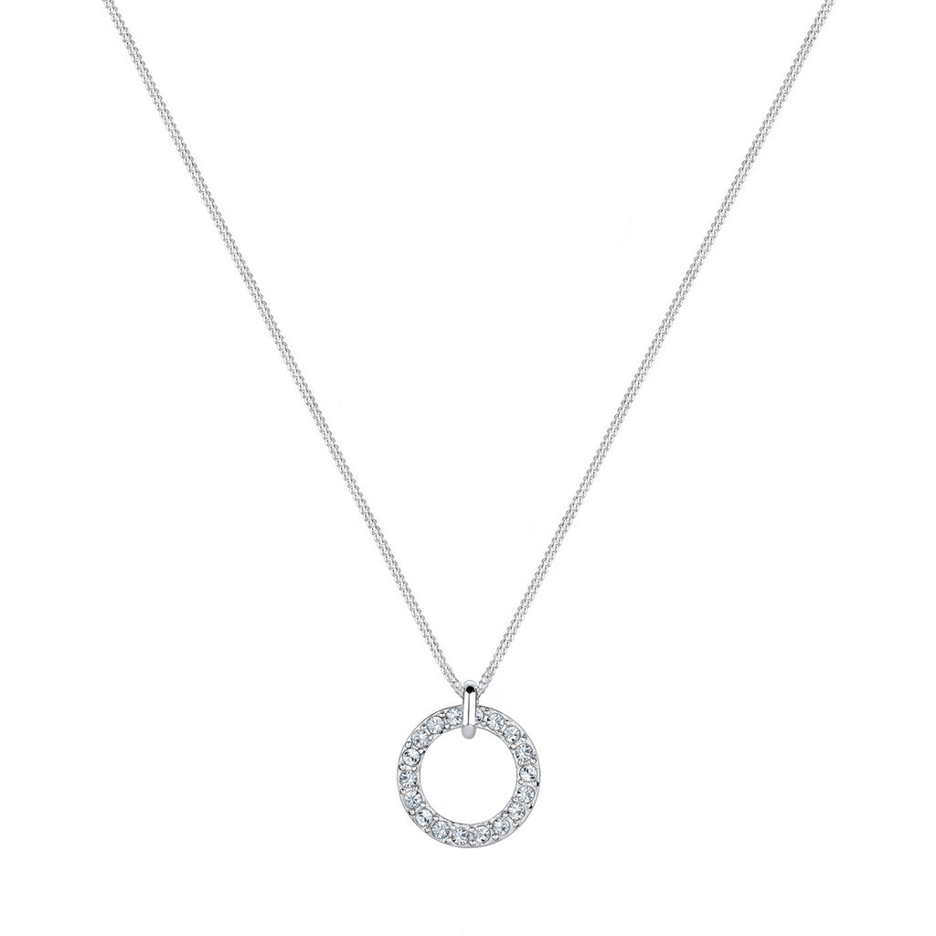 White Perhiasan Wanita Perak Asli - Silver Kalung   Geo Circle Crystals