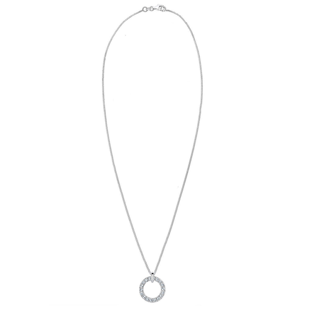 White Perhiasan Wanita Perak Asli - Silver Kalung   Geo Circle Crystals