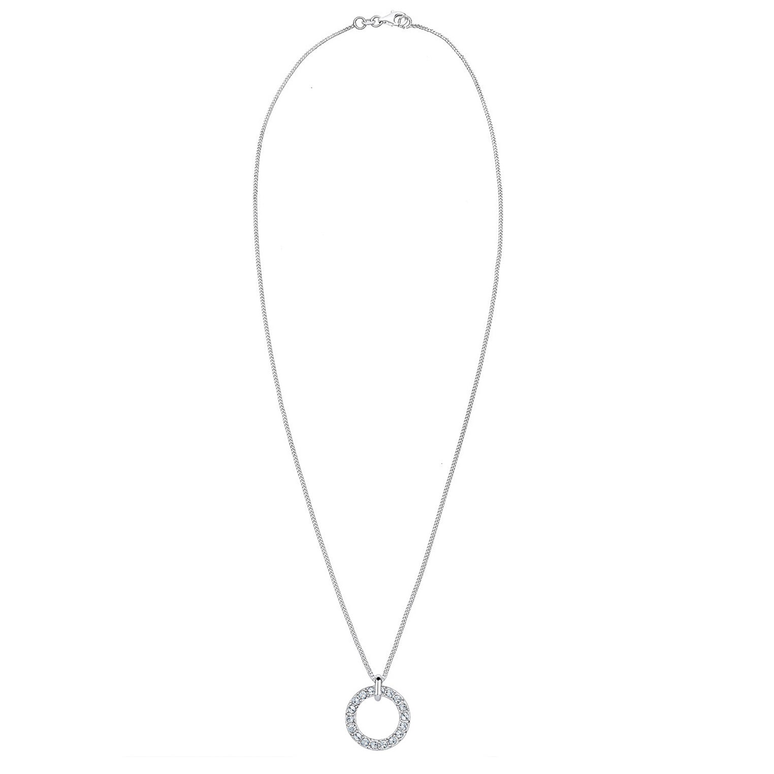 White Perhiasan Wanita Perak Asli - Silver Kalung   Geo Circle Crystals