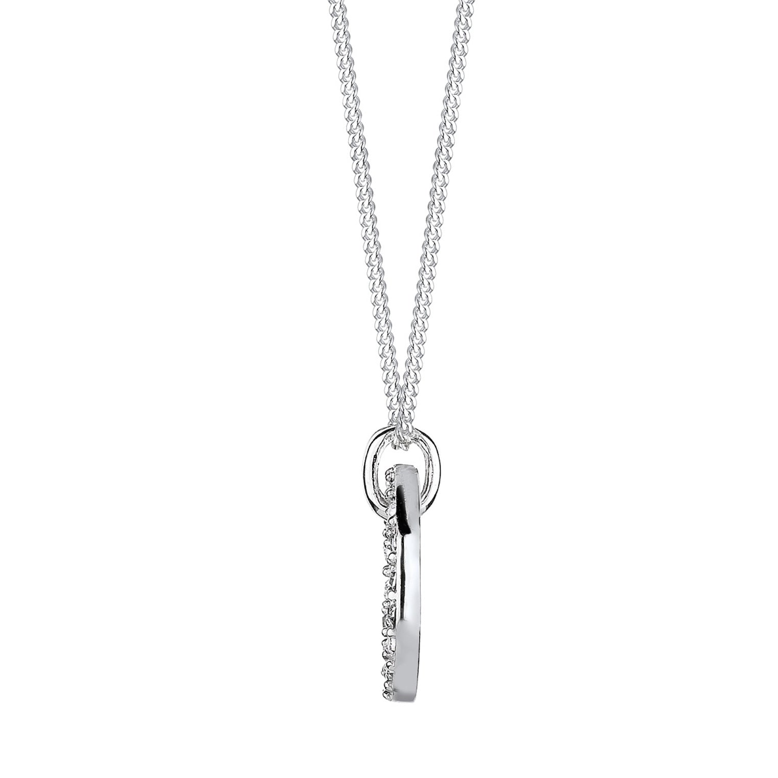 White Perhiasan Wanita Perak Asli - Silver Kalung   Geo Circle Crystals