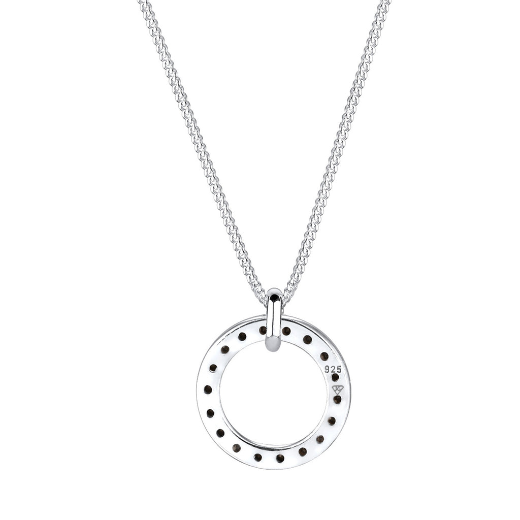 White Perhiasan Wanita Perak Asli - Silver Kalung   Geo Circle Crystals