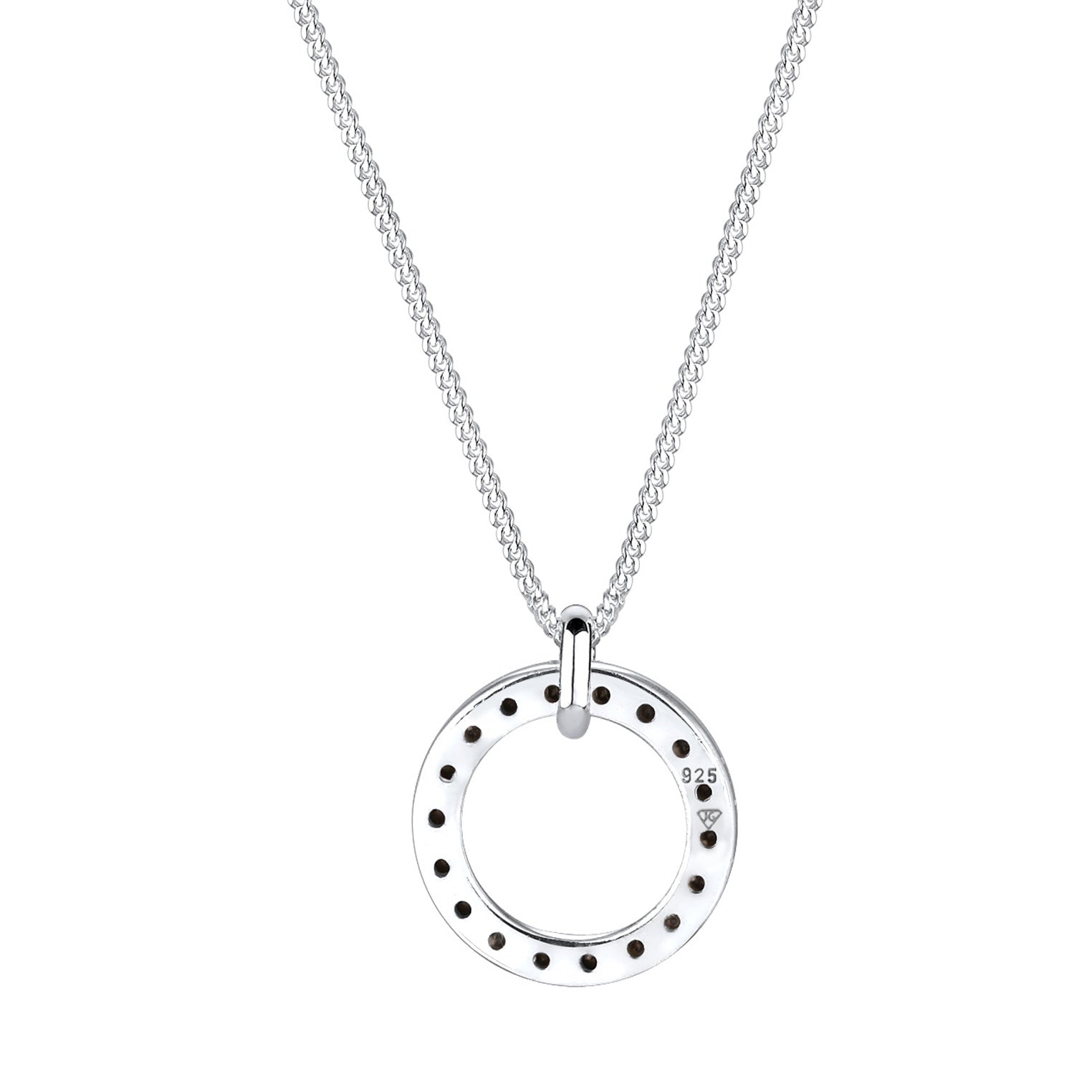 White Perhiasan Wanita Perak Asli - Silver Kalung   Geo Circle Crystals