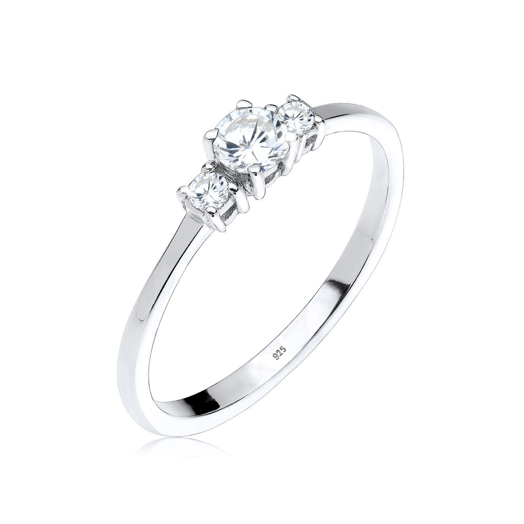 Silver - Elli | Sparkling Zirconia Engagement Ring 925 Silver