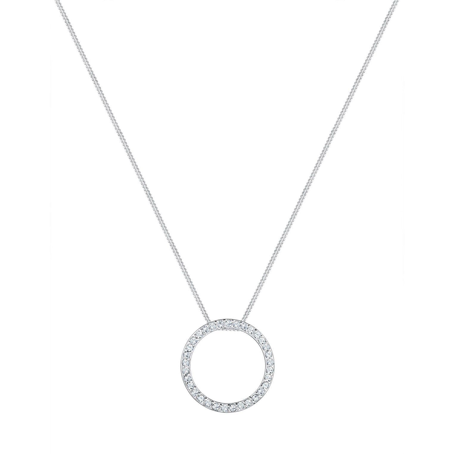 Silver Perhiasan Wanita Perak Asli - Silver Kalung Circle Crystal