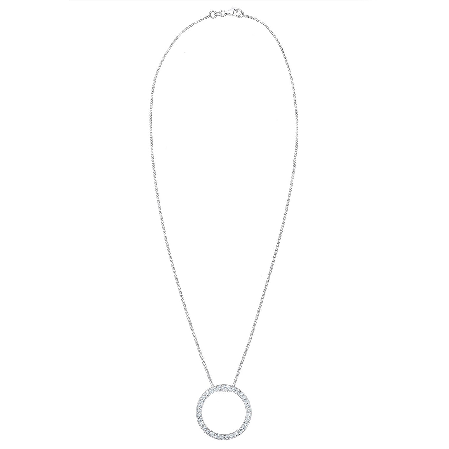 Silver Perhiasan Wanita Perak Asli - Silver Kalung Circle Crystal