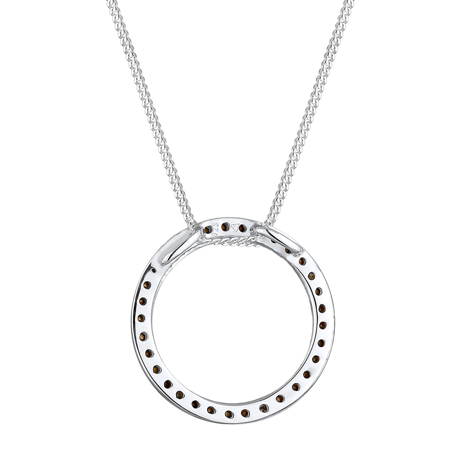 Silver Perhiasan Wanita Perak Asli - Silver Kalung Circle Crystal