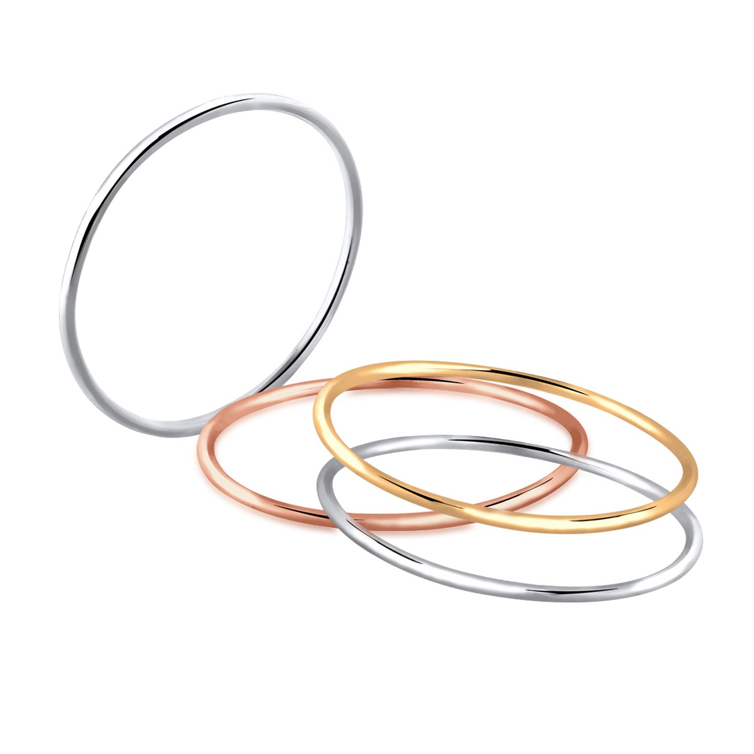 Gold Perhiasan Wanita Perak Asli - Silver Cincin Set Three-Color