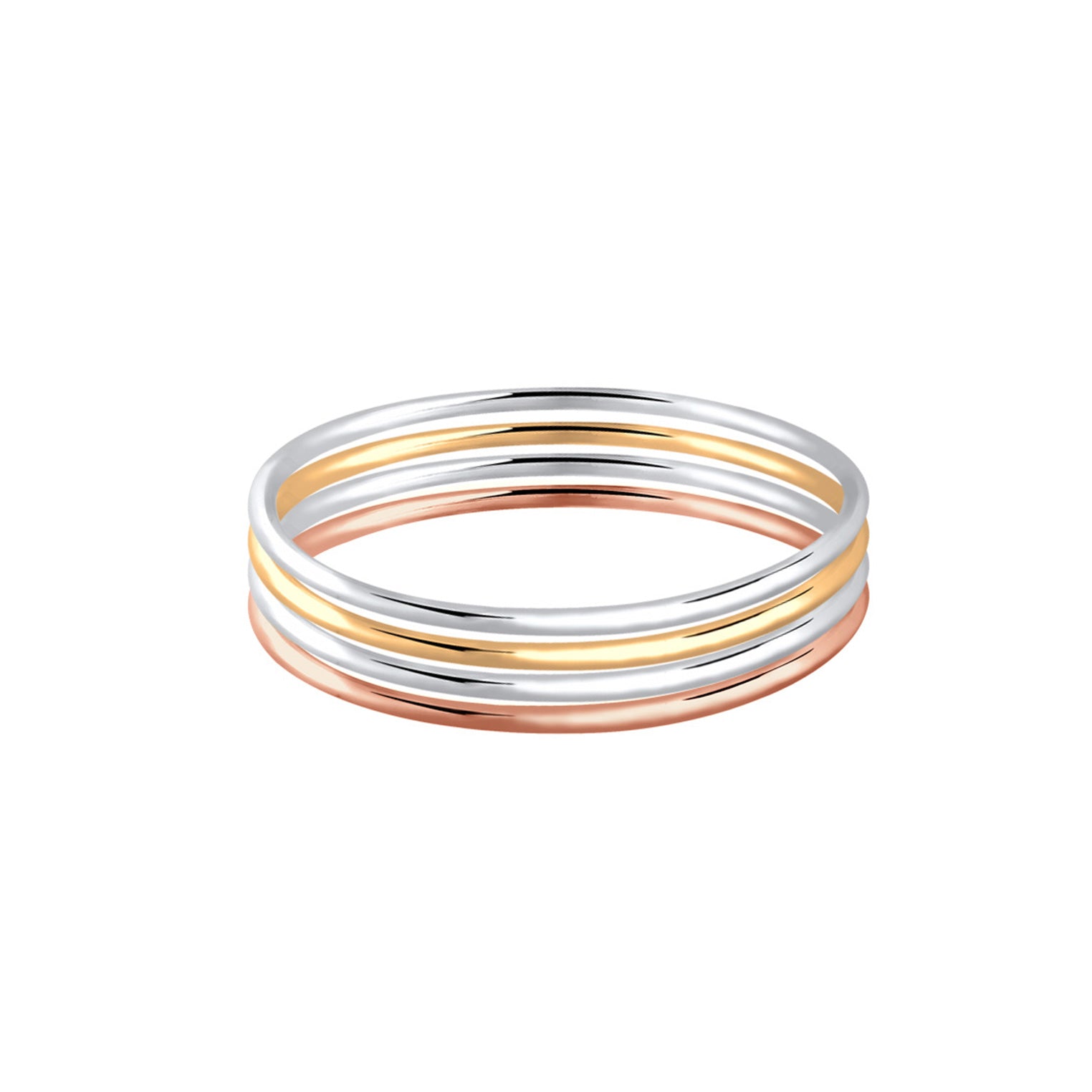 Gold Perhiasan Wanita Perak Asli - Silver Cincin Set Three-Color