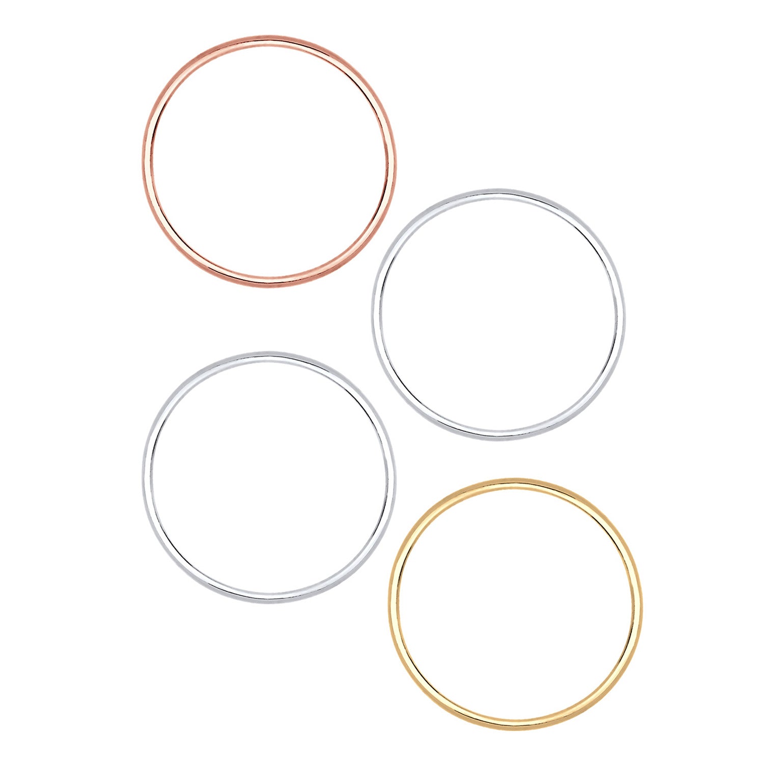 Gold Perhiasan Wanita Perak Asli - Silver Cincin Set Three-Color