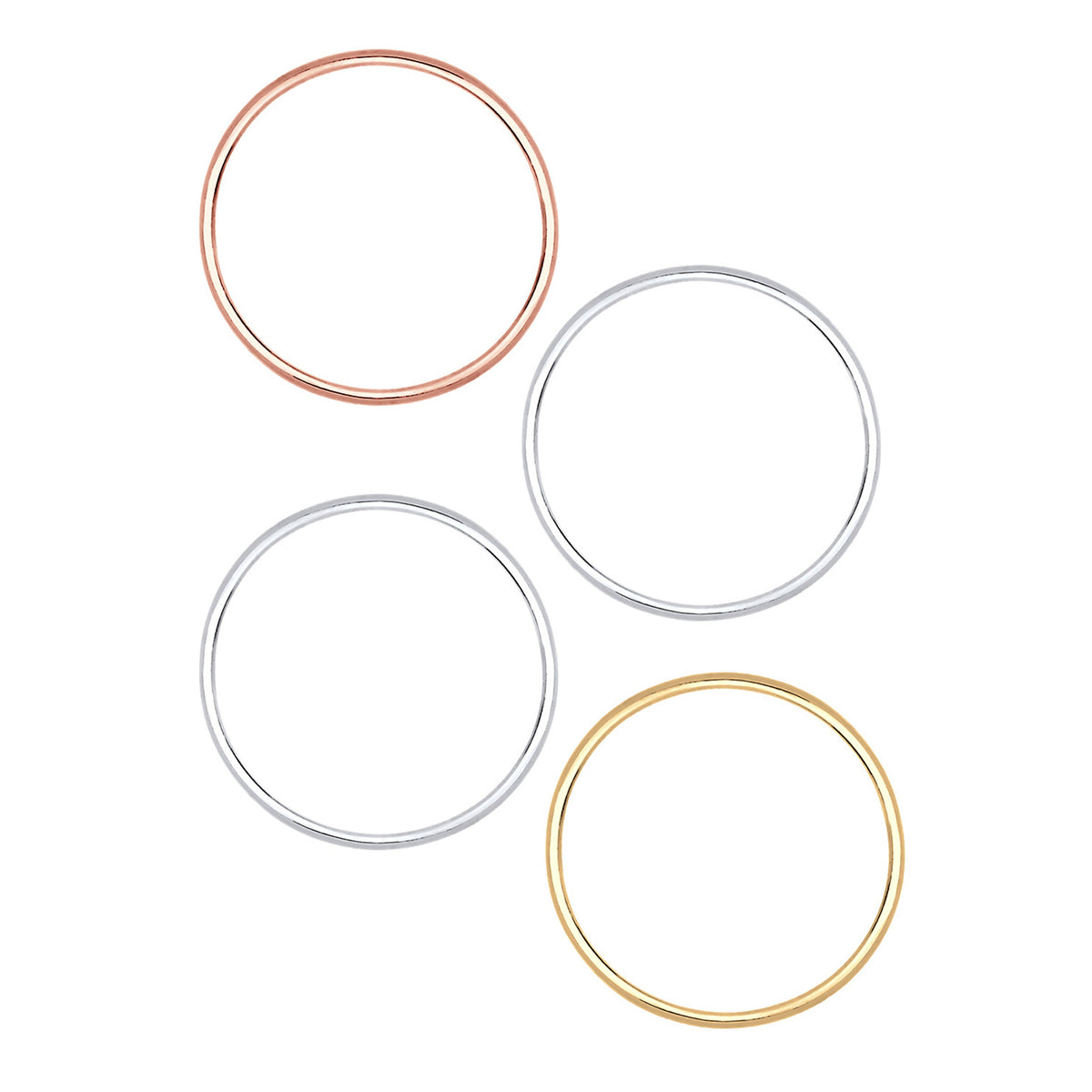 Gold - Elli | Ring Stacking Tri-Colour Gold Plated 925 Sterling Silver