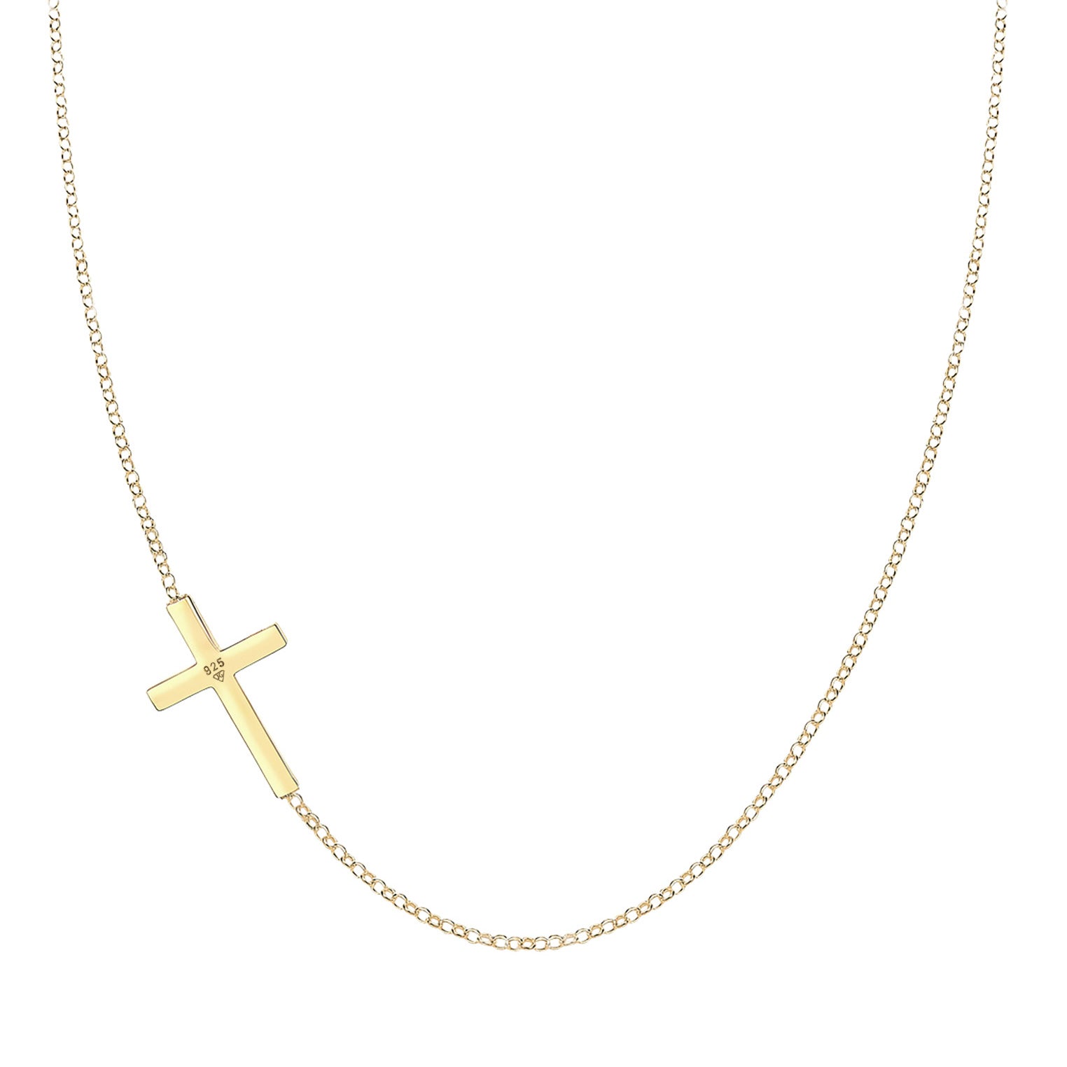 Gold Perhiasan Wanita Perak Asli - Silver Kalung  Cross Religion Basic Lapis Emas