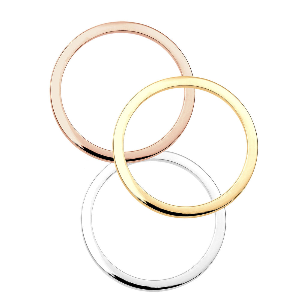 Gold Cincin Perhiasan Perak 925 Wanita Set 3 Color Tricolor