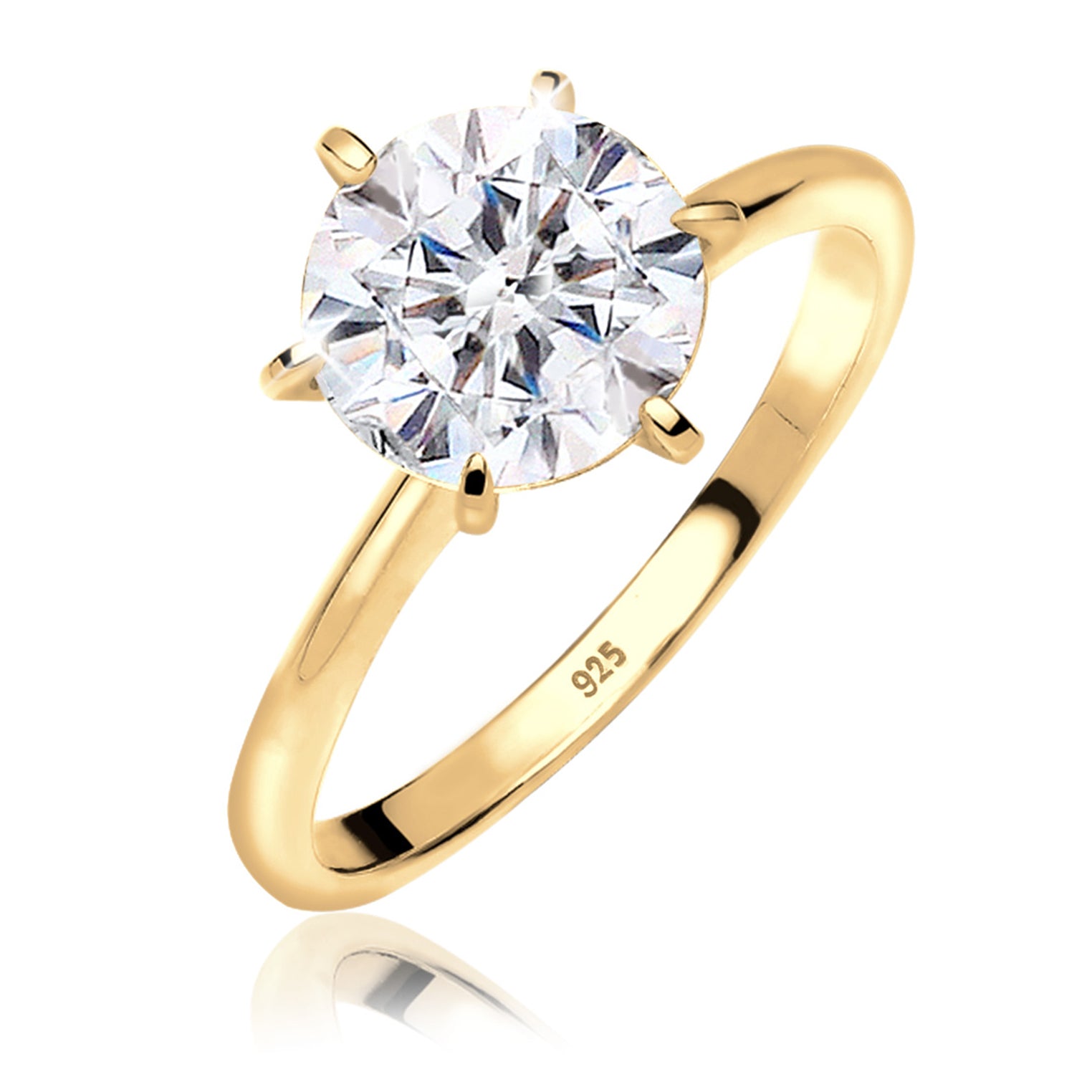 Gold Perhiasan Wanita Perak Asli - Silver Cincin Crystal Gold Plated