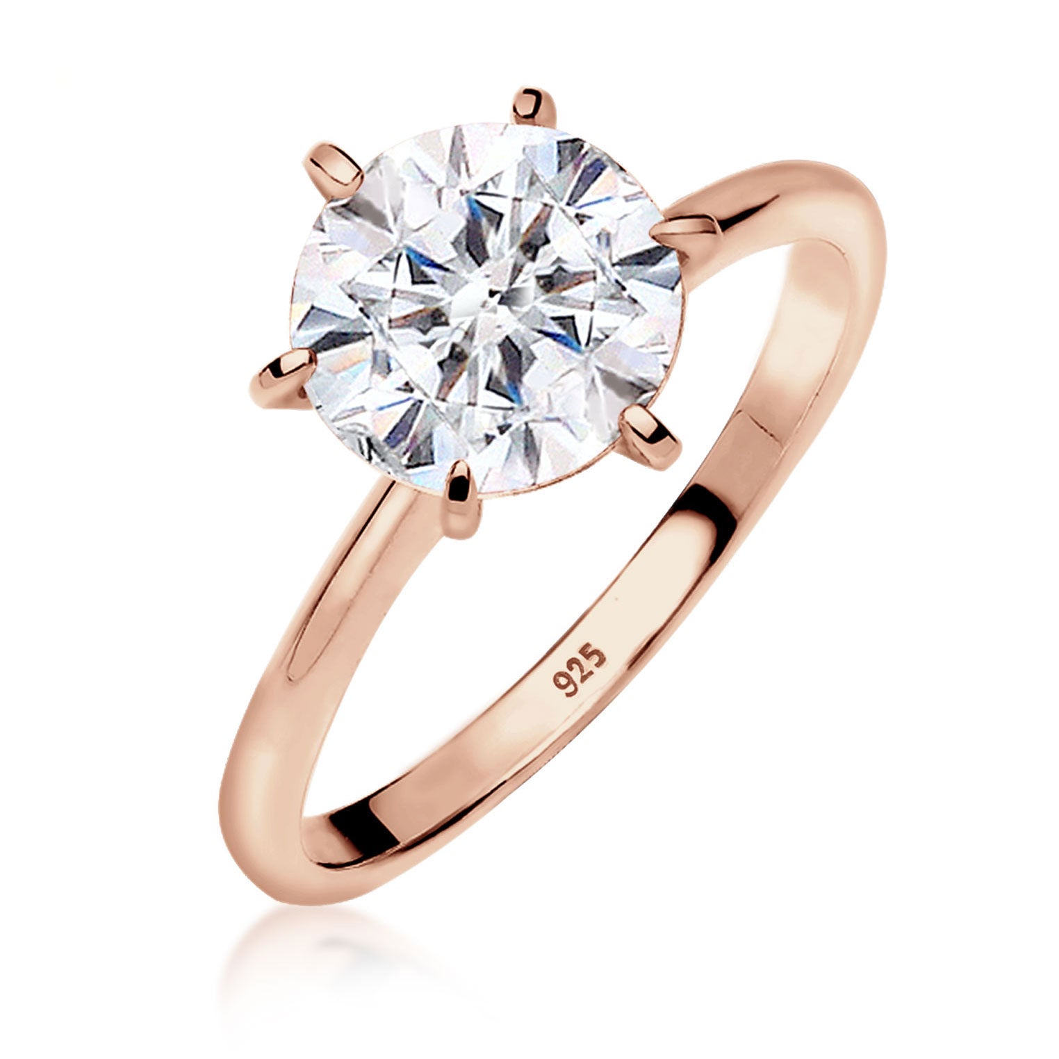 Rosegold Cincin Perhiasan Perak 925 Wanita Engagement Crystal Rosegold Plated