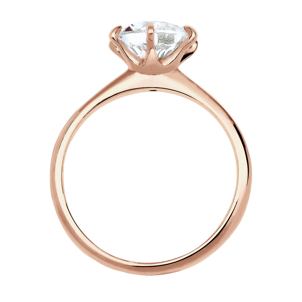 Crystal Engagement Ring 925 Silver Rosegold Plated – Embellished with Crystals by Swarovski®