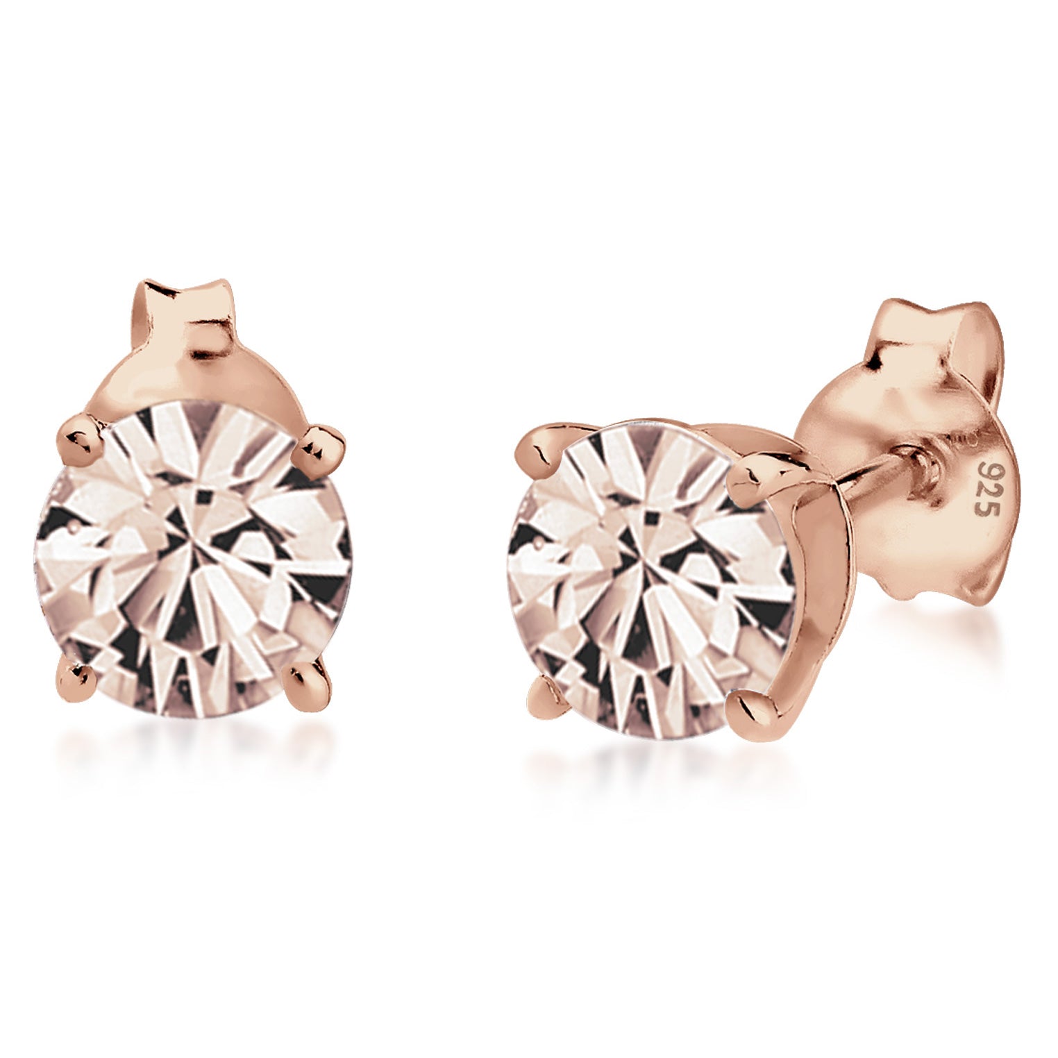 Rose Perhiasan Wanita Perak Asli - Silver Anting Classic Rose Crystal Rosegold Plated