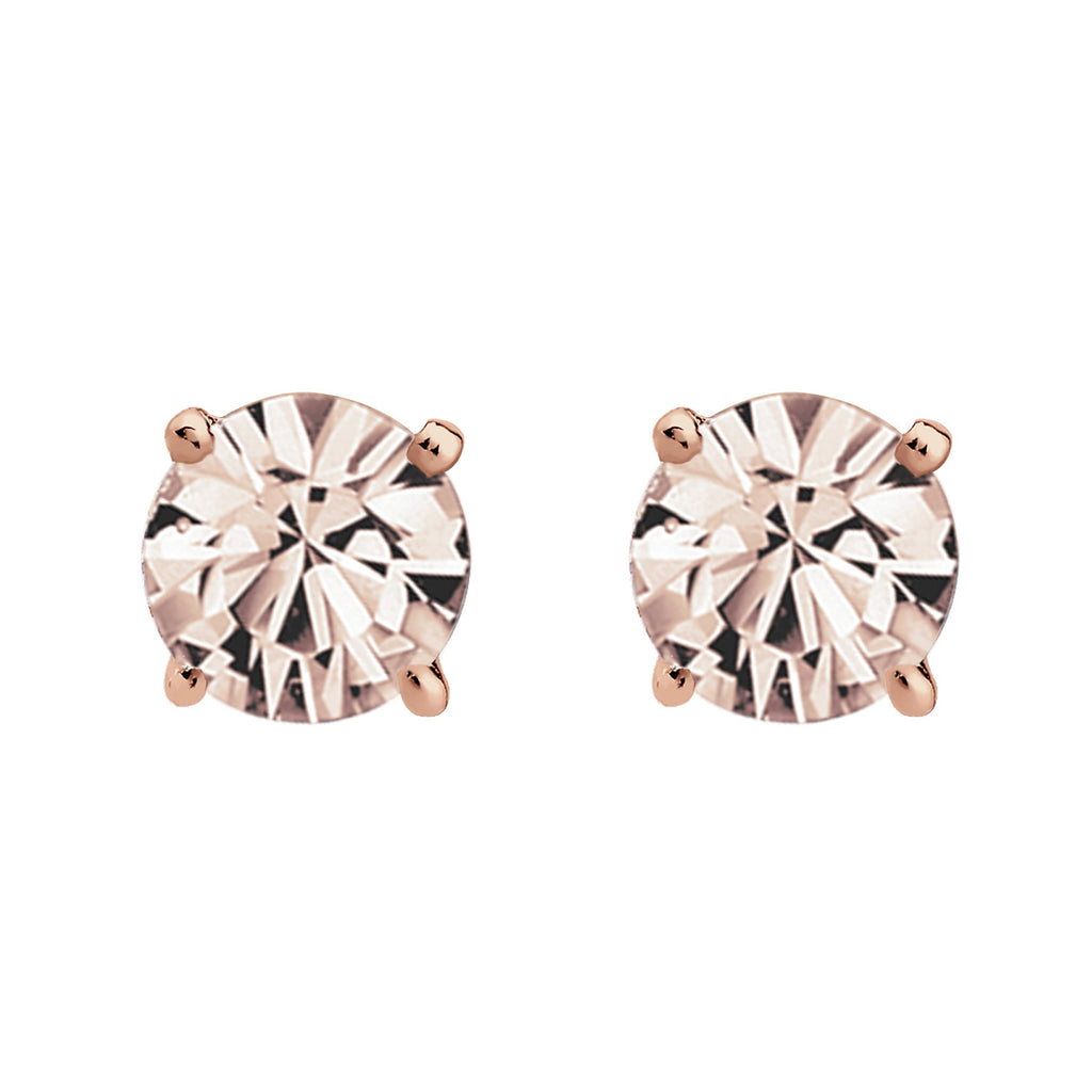 Rose Perhiasan Wanita Perak Asli - Silver Anting Classic Rose Crystal Rosegold Plated