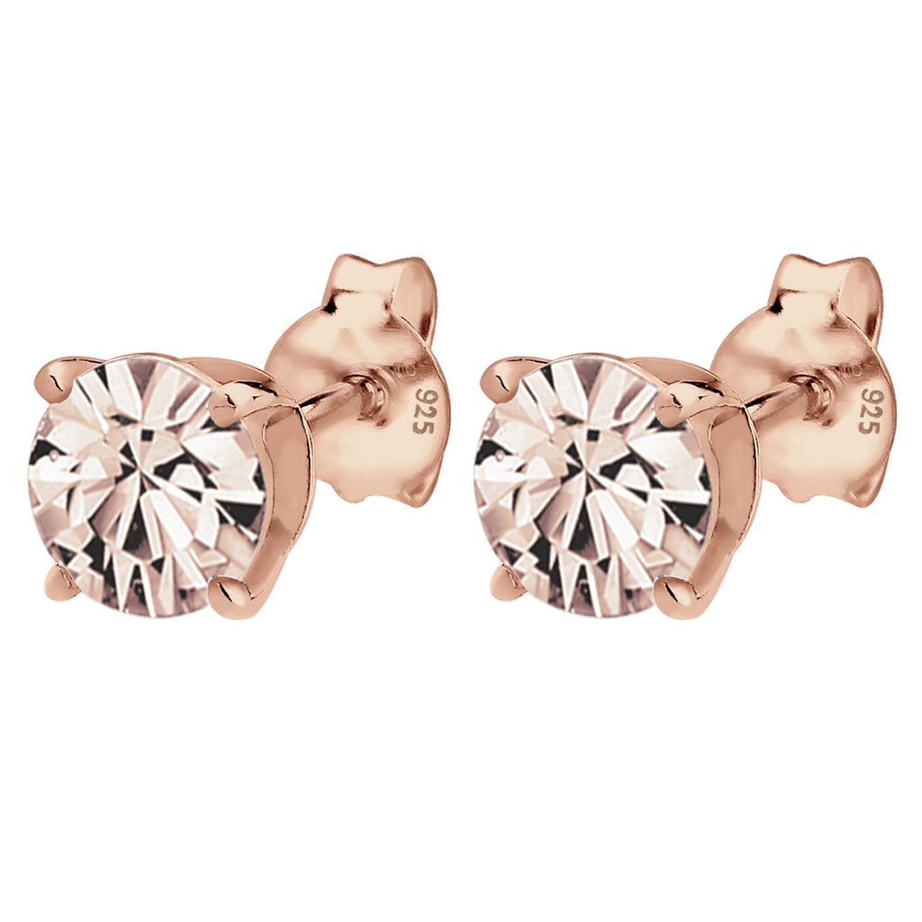 Rose Perhiasan Wanita Perak Asli - Silver Anting Classic Rose Crystal Rosegold Plated