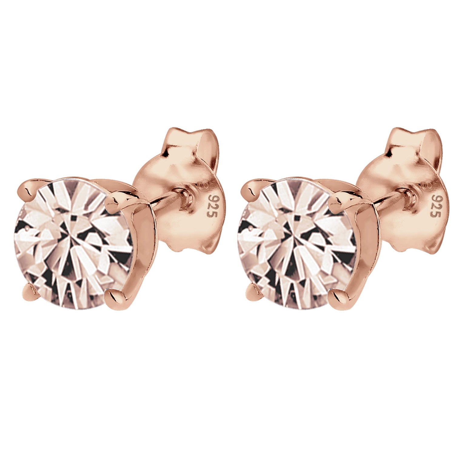 Rose Perhiasan Wanita Perak Asli - Silver Anting Classic Rose Crystal Rosegold Plated