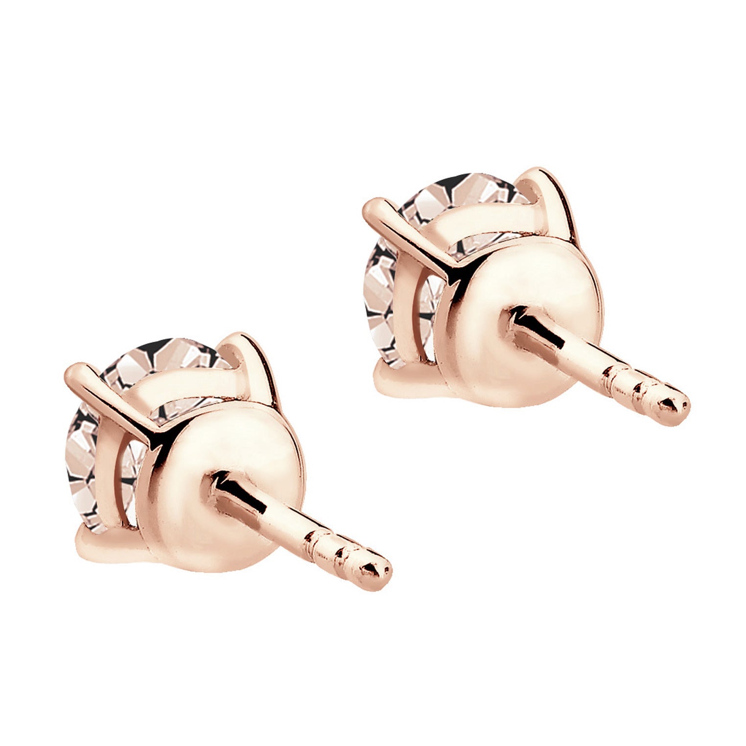 Rose Perhiasan Wanita Perak Asli - Silver Anting Classic Rose Crystal Rosegold Plated