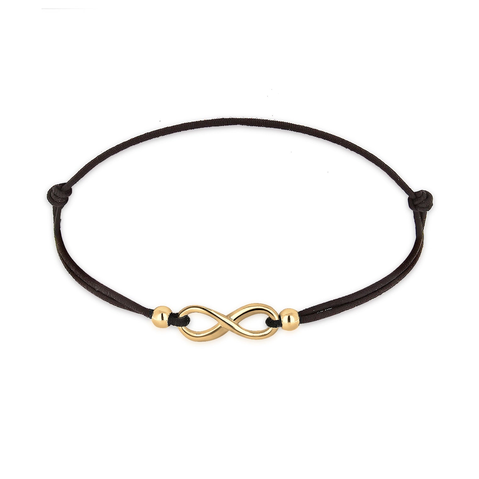 Gold Perhiasan Wanita Perak Asli - Silver Gelang Elastic Rubber Band Infinity Gold Plated
