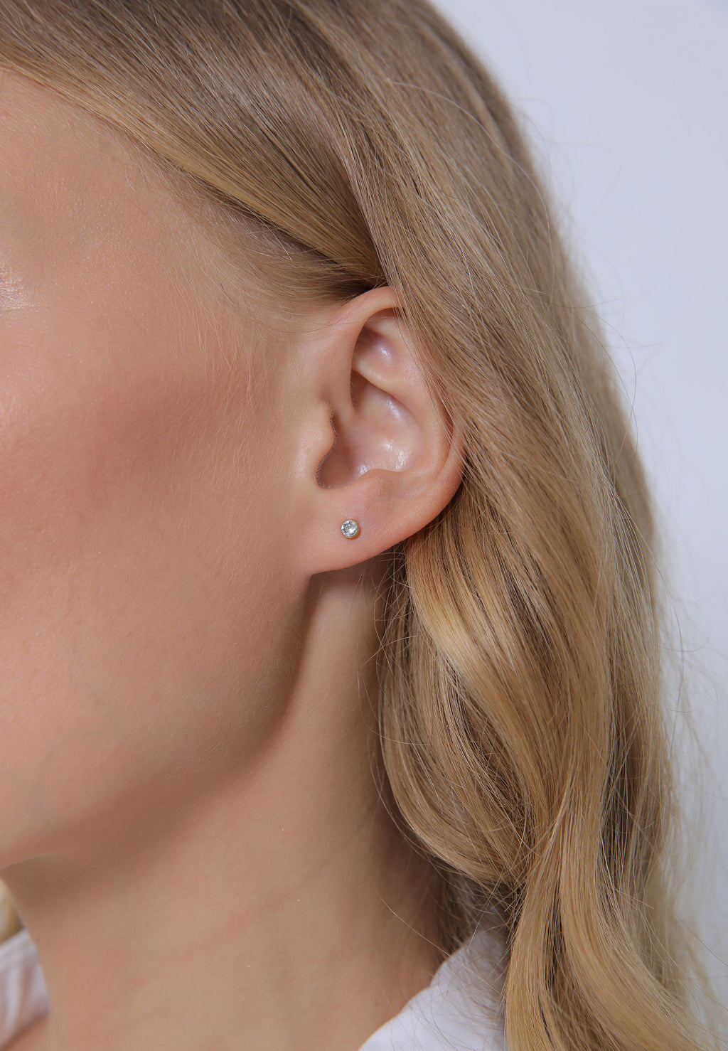 White Perhiasan Wanita Perak Asli - Silver Anting Set Classic Crystal Gold Plated