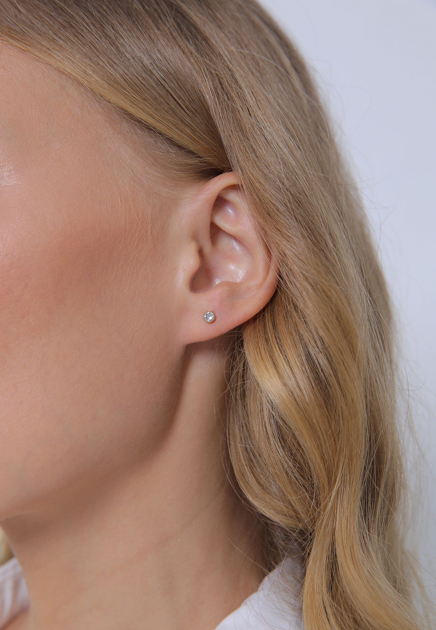White Perhiasan Wanita Perak Asli - Silver Anting Set Classic Crystal Gold Plated