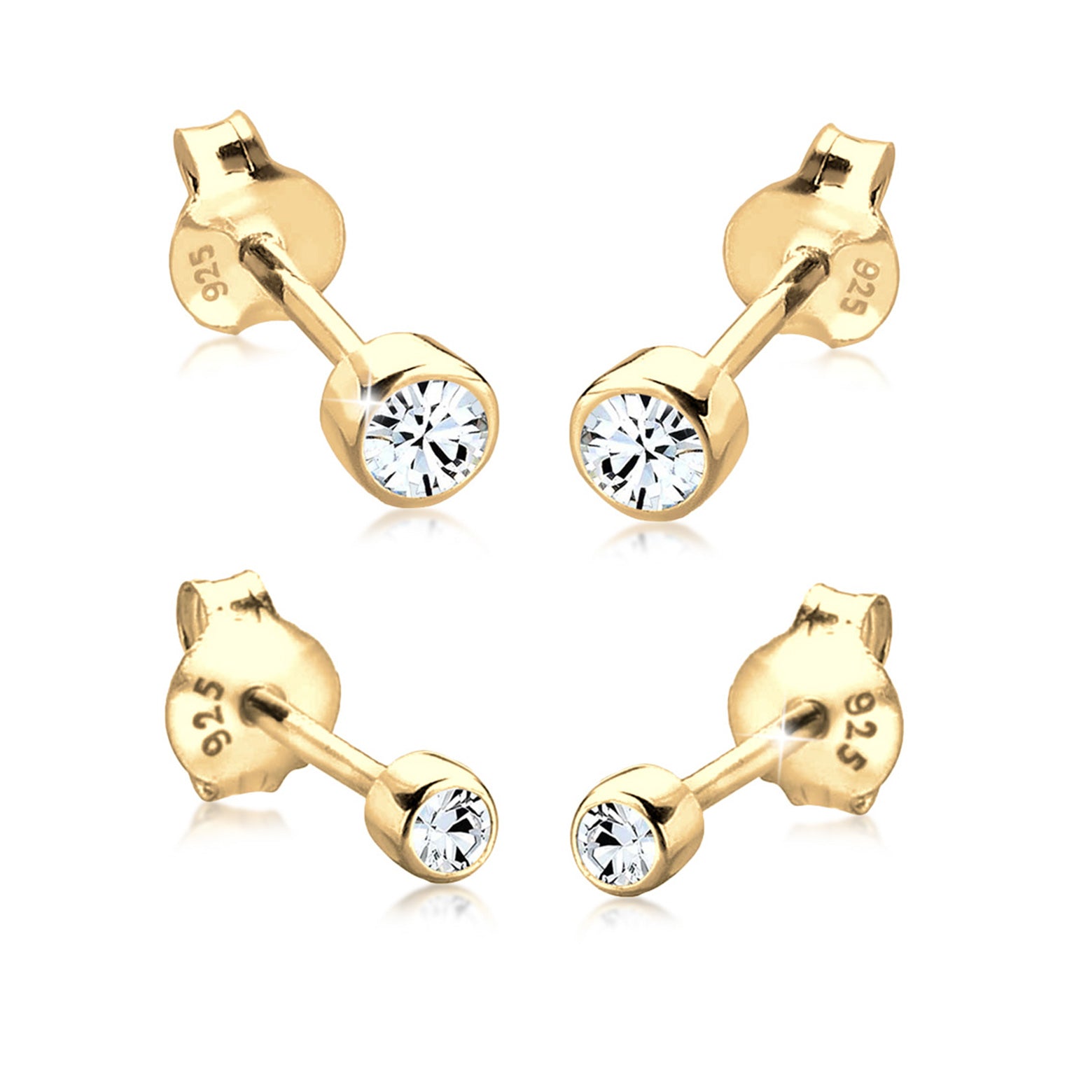 White Perhiasan Wanita Perak Asli - Silver Anting Set Classic Crystal Gold Plated